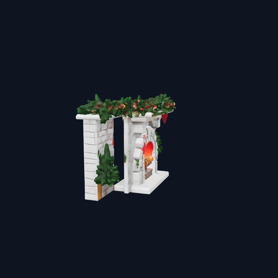 Festive Fireplace Mantel Holiday Ambiance model pack
